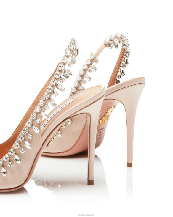 Aquazzura Temptation Crystal Satin Sandal 105 PINK 8TLF155