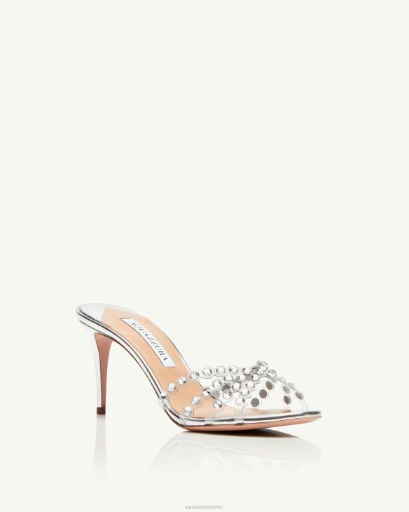 Aquazzura Tequila Plexi Mule 75 SILVER 8TLF79