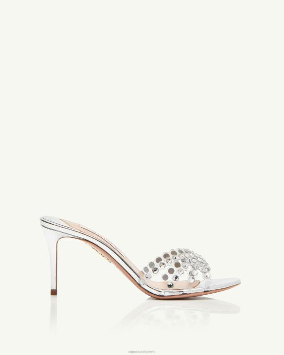 Aquazzura Tequila Plexi Mule 75 SILVER 8TLF79