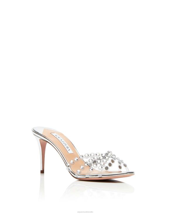 Aquazzura Tequila Plexi Mule 75 SILVER 8TLF79