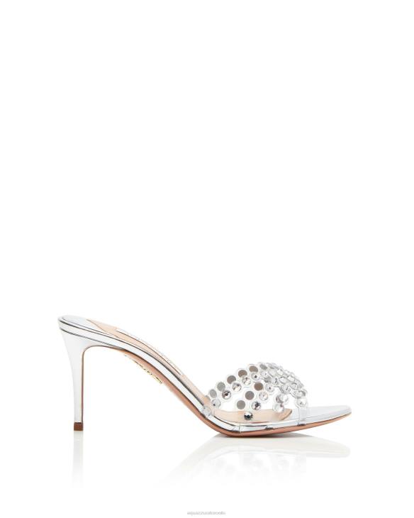 Aquazzura Tequila Plexi Mule 75 SILVER 8TLF79