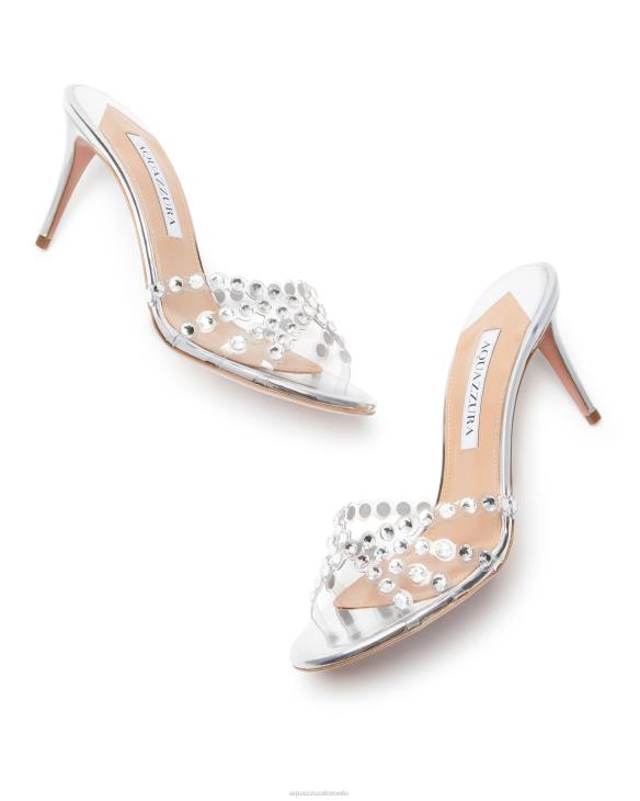 Aquazzura Tequila Plexi Mule 75 SILVER 8TLF79