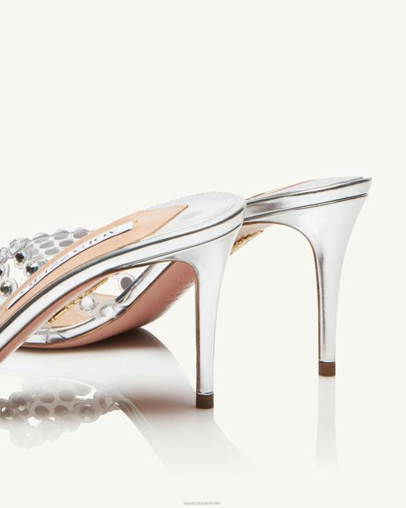 Aquazzura Tequila Plexi Mule 75 SILVER 8TLF79