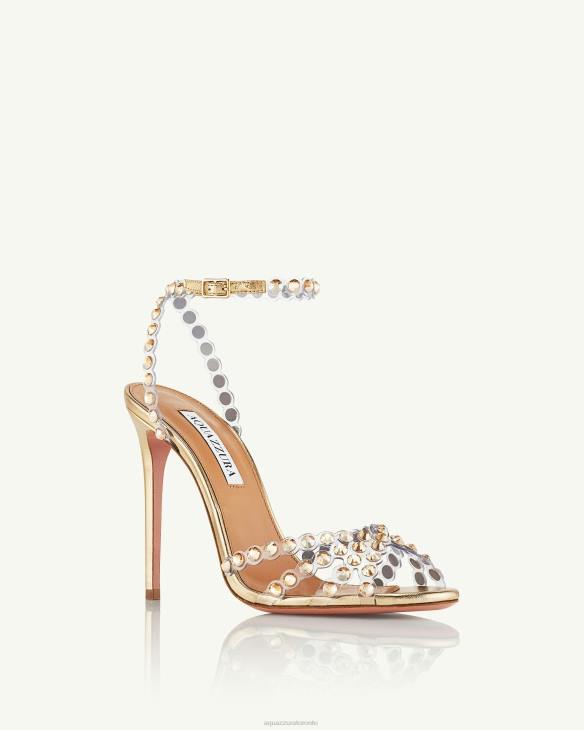 Aquazzura Tequila Plexi Sandal 105 GOLD 8TLF106