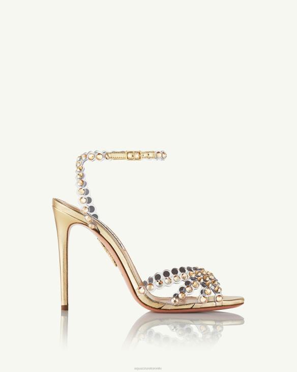 Aquazzura Tequila Plexi Sandal 105 GOLD 8TLF106