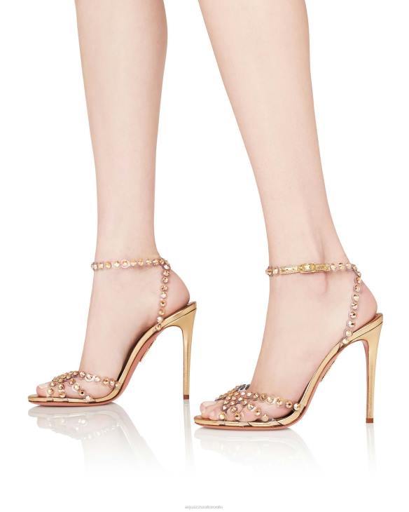 Aquazzura Tequila Plexi Sandal 105 GOLD 8TLF106