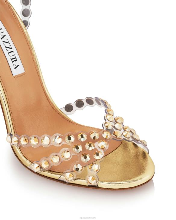 Aquazzura Tequila Plexi Sandal 105 GOLD 8TLF106