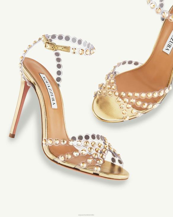 Aquazzura Tequila Plexi Sandal 105 GOLD 8TLF106