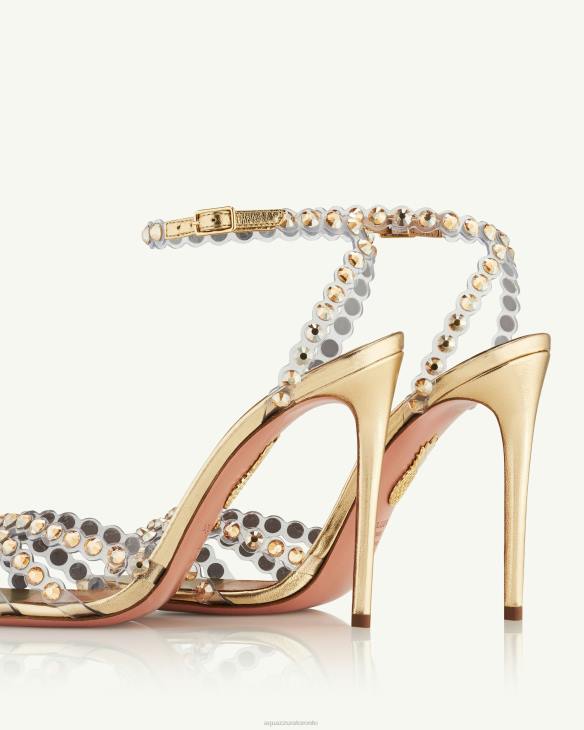 Aquazzura Tequila Plexi Sandal 105 GOLD 8TLF106