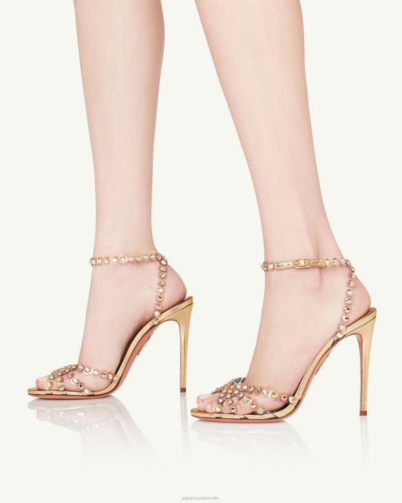 Aquazzura Tequila Plexi Sandal 105 GOLD 8TLF106