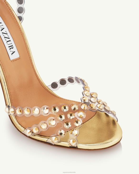 Aquazzura Tequila Plexi Sandal 105 GOLD 8TLF106