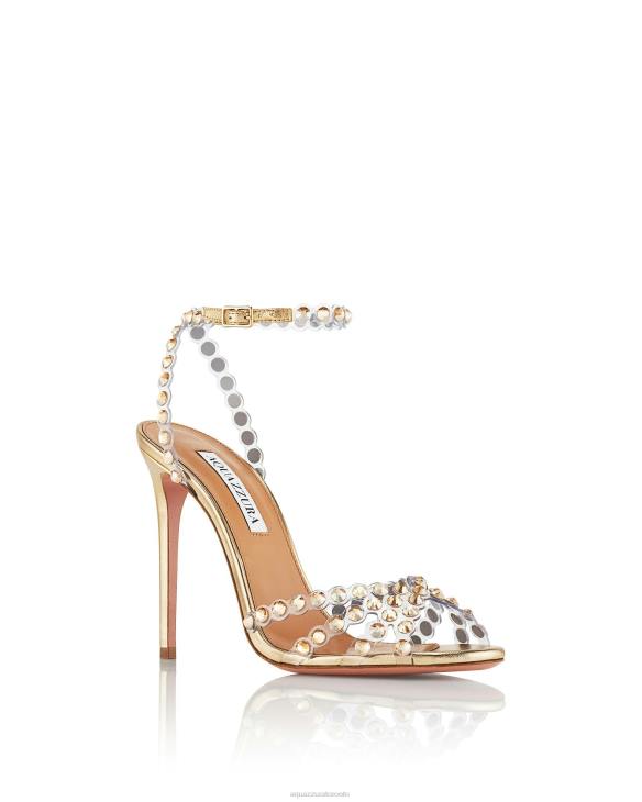 Aquazzura Tequila Plexi Sandal 105 GOLD 8TLF106