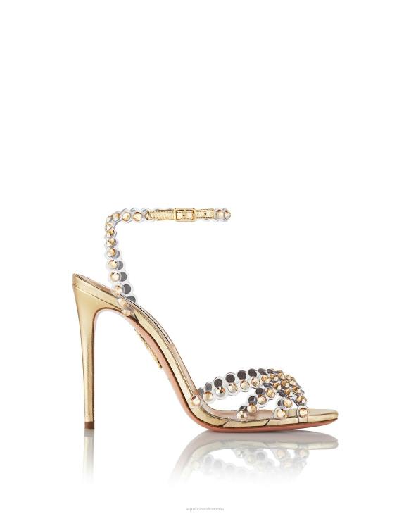 Aquazzura Tequila Plexi Sandal 105 GOLD 8TLF106