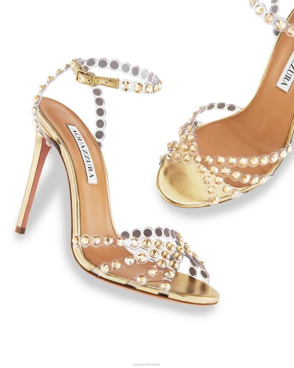 Aquazzura Tequila Plexi Sandal 105 GOLD 8TLF106