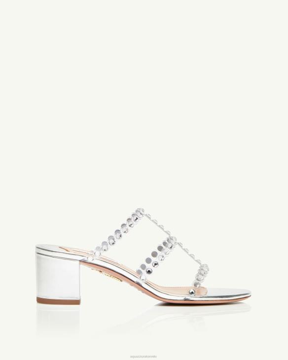 Aquazzura Tequila Plexi Sandal 50 SILVER 8TLF126