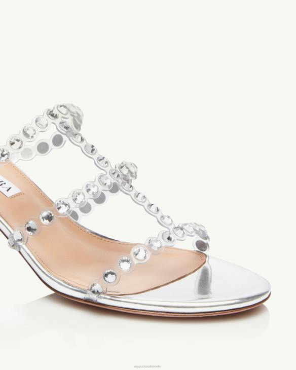 Aquazzura Tequila Plexi Sandal 50 SILVER 8TLF126