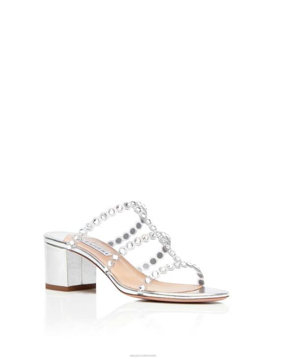 Aquazzura Tequila Plexi Sandal 50 SILVER 8TLF126