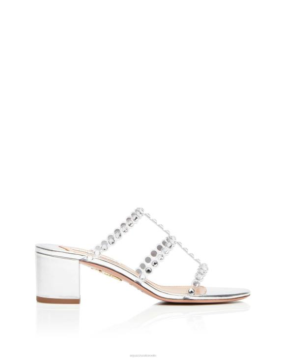 Aquazzura Tequila Plexi Sandal 50 SILVER 8TLF126