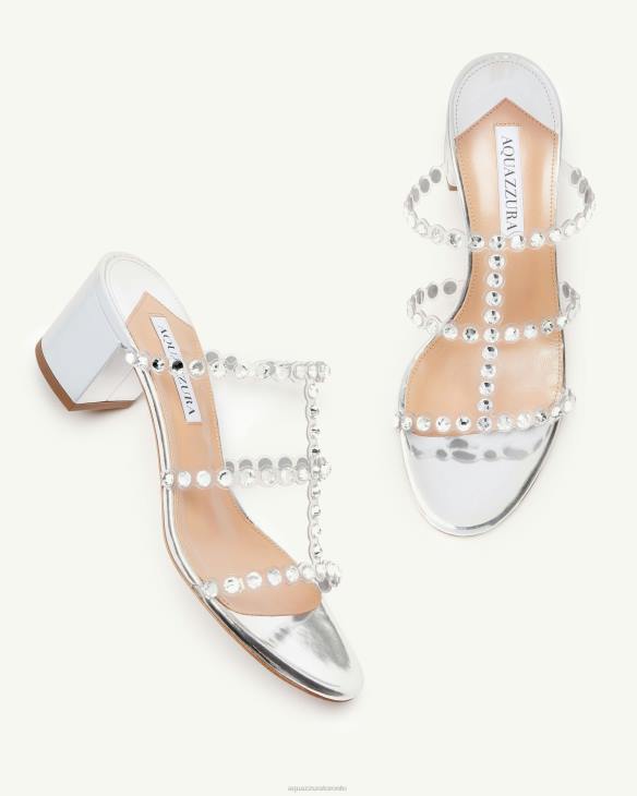 Aquazzura Tequila Plexi Sandal 50 SILVER 8TLF126