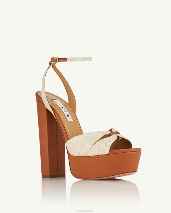 Aquazzura Villette Sandal Plateau 140 BROWN 8TLF278