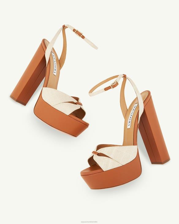 Aquazzura Villette Sandal Plateau 140 BROWN 8TLF278